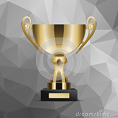 Glossy Golden Trophy Cup Realistic Vector Vector Illustration