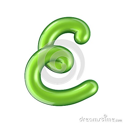 Glossy green letter E uppercase. 3D rendering Stock Photo