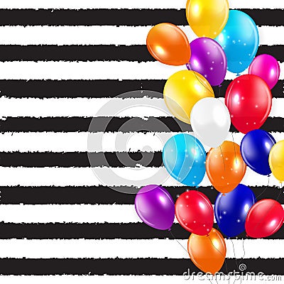 Glossy Happy Birthday Balloons Background Vector Illustration Vector Illustration