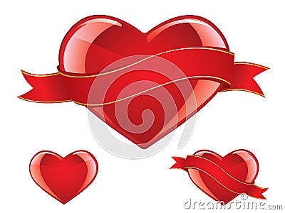 Glossy heart set Vector Illustration