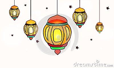 Glossy Lamps for Ramadan Kareem celebration. Stock Photo