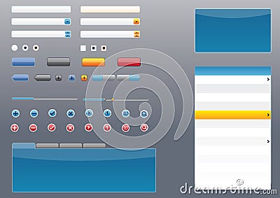 Glossy Mac, Vista, iPhone style GUI/UI Elements Vector Illustration