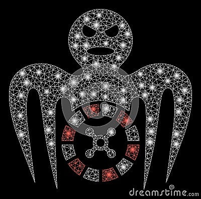 Glossy Mesh Carcass Roulette Spectre Monster with Flash Spots Vector Illustration