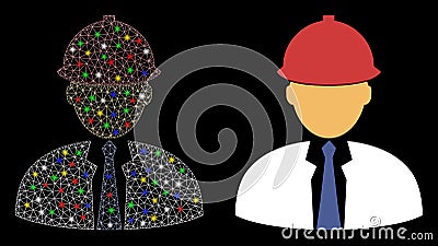 Glossy Mesh Carcass Engineer Icon with Flash Spots Stock Photo