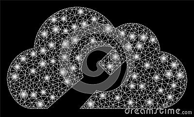 Glossy Mesh Network Cloud Wrench Tools with Flare Spots Vector Illustration