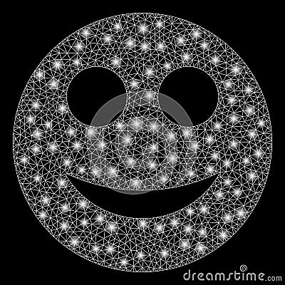 Flare Mesh Wire Frame Positive Smiley with Flare Spots Vector Illustration