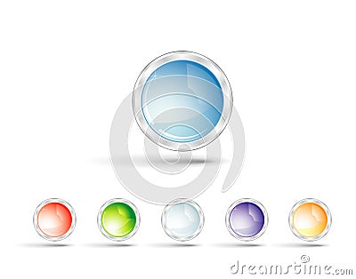 Glossy metal buttons Vector Illustration