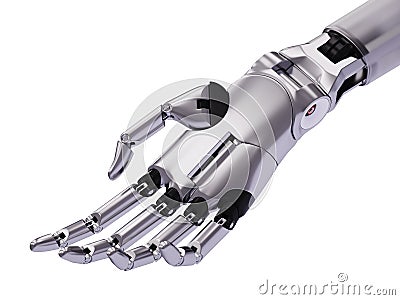 Glossy Metal Robotic Arm 3d Illustration Futuristic Concept Stock Photo