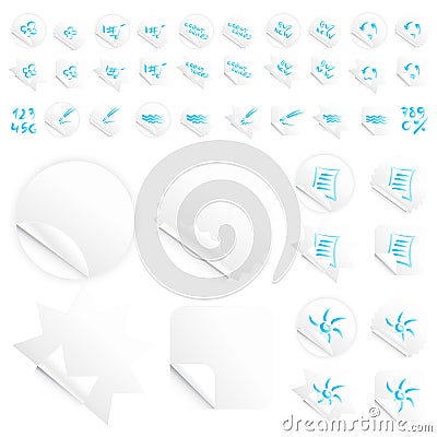 Glossy modern white slick retail stickers Vector Illustration