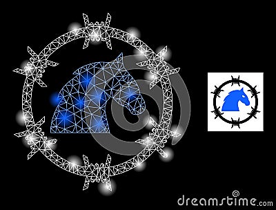 Bright Network Horse Jail Icon with Constellation Lightspots Vector Illustration