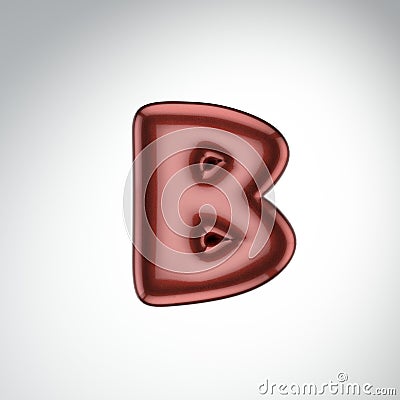 Glossy paint letter B. 3D render of bubble font with glint isolated on white background Stock Photo