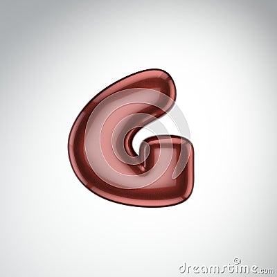 Glossy paint letter G. 3D render of bubble font with glint isolated on white background Stock Photo