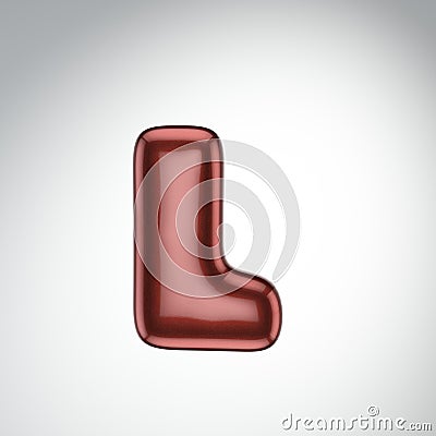 Glossy paint letter L. 3D render of bubble font with glint isolated on white background Stock Photo