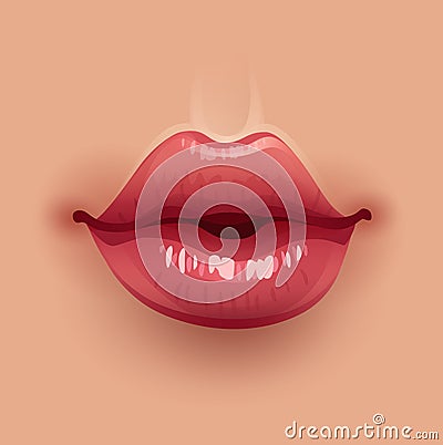 Glossy pink woman lips background Vector Illustration