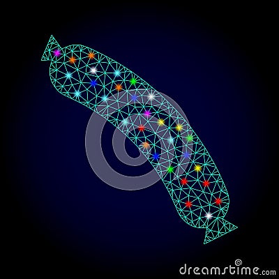 Vector Polygonal Mesh Sausage with Light Spots for Chistmas Vector Illustration