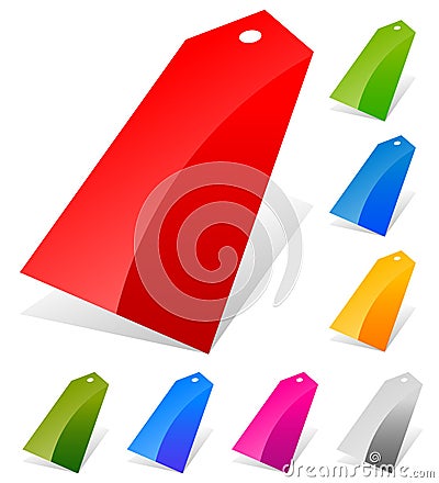 Glossy price tags, labels in more colors with empty space trans Vector Illustration