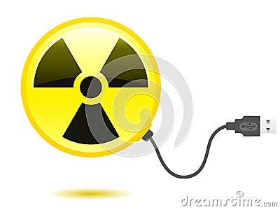 Glossy radioactive icon USB cable Vector Illustration