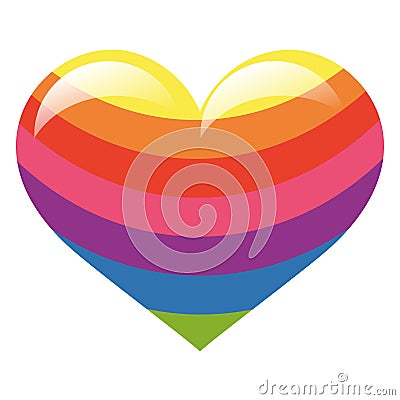 Glossy rainbow colour heart Vector Illustration