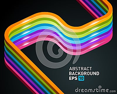 Glossy rainbow maze geometric stripes motion flow curved lines background template vector Vector Illustration