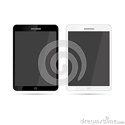 Glossy realistic tablets with shadow on white Stock Photo