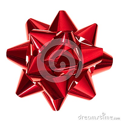 Glossy red gift bow Stock Photo