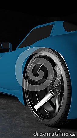 Glossy rims and sport tire render Stock Photo