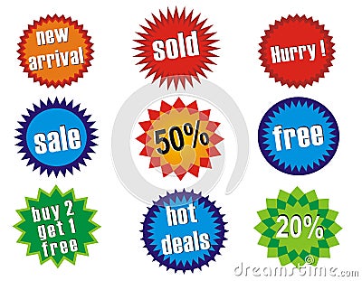 Glossy sale tags Stock Photo