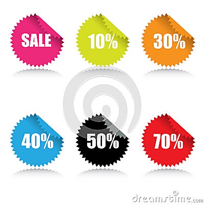 Glossy sale tags with discount Vector Illustration