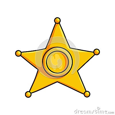 Glossy sheriffs badge wild west symbol isolated on white background Vector Illustration