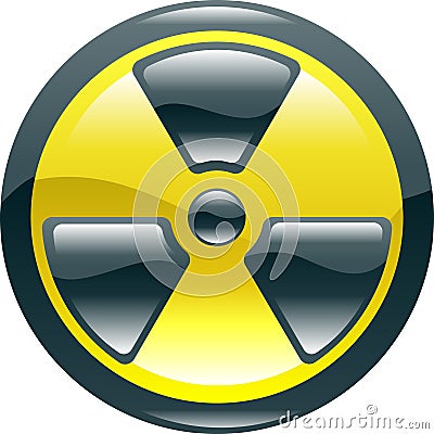 Glossy shint radiation symbol icon Vector Illustration