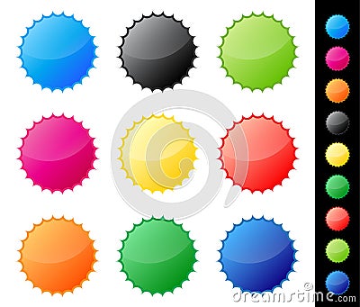 Glossy star stickers Vector Illustration