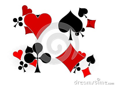 Glossy symbols of playing cards 3d image Stock Photo