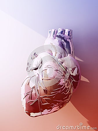Glossy toned human heart with ray of light Stock Photo