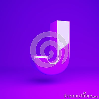 Glossy violet letter J uppercase violet matte background Stock Photo