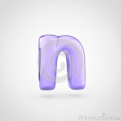 Glossy violet paint letter N lowercase Stock Photo