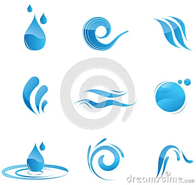 Glossy water icons Vector Illustration