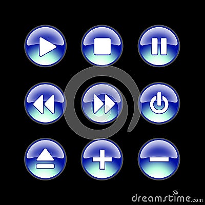 Glossy webbsite audio icons Stock Photo