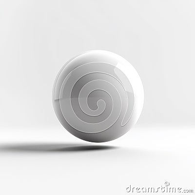 Glossy white sphere on clean, minimalistic background casting sharp shadow Stock Photo