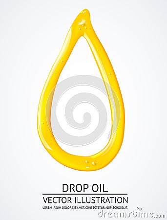 Glossy yellow liquid drop. Vector Illustration