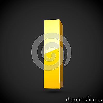 Glossy yellow paint letter L lowercase with softbox reflection Stock Photo