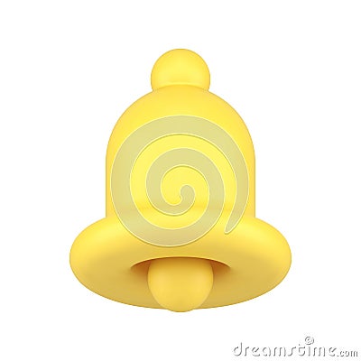 Glossy yellow ring bell notification media message application button 3d icon realistic vector Vector Illustration