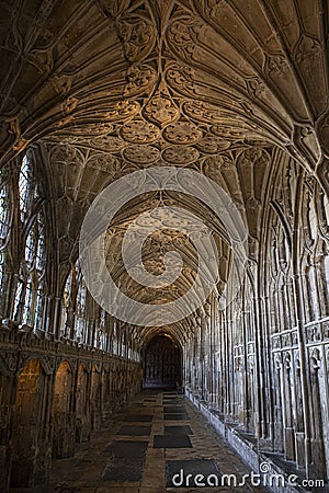 The Cloisters in Gloucester Cathedral in the UK Editorial Stock Photo