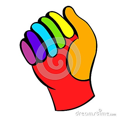 Glove in rainbow colors icon, icon cartoon Vector Illustration