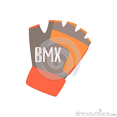 Gloves With Fingers Cut Off For Better Grip, Part Of BMX Rider Ammunition And Equipment Set Isolated Object Vector Illustration