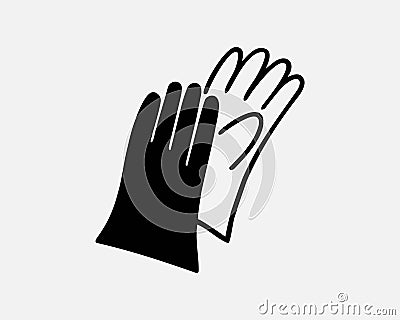 Gloves Icon Hand Glove Rubber Mitten Winter Medical Surgical Vector Black White Silhouette Symbol Sign Vector Illustration