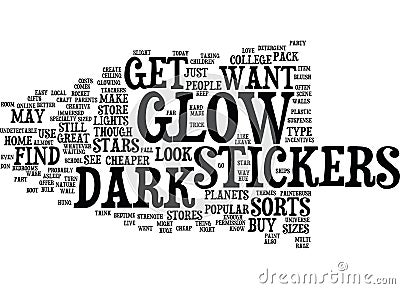 Glow In The Dark Stickers Word Cloud Concept Stock Photo