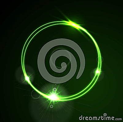 Glow green neon vector ring shiny template design Vector Illustration