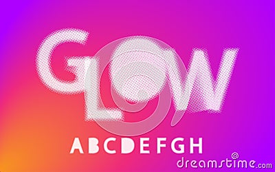 Glow halftone font Alphabet a, b, c, d, e, f, g, h, Vector Illustration