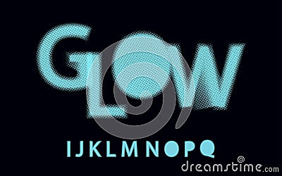 Glow halftone font Alphabet Vector Illustration