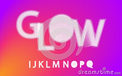 Glow halftone font Alphabet i j k l m n o p q Vector Illustration